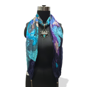 Ocean Bloom pure silk stole with handcrafted turquoise charm by Labellissimo