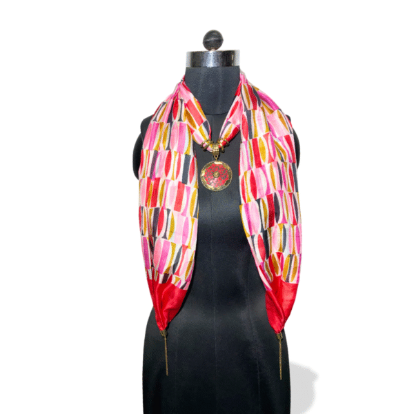 Berry Crush pure silk stole with handcrafted floral medallion