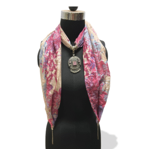 Roseclay pure silk stole with handcrafted pink stone and silver charm